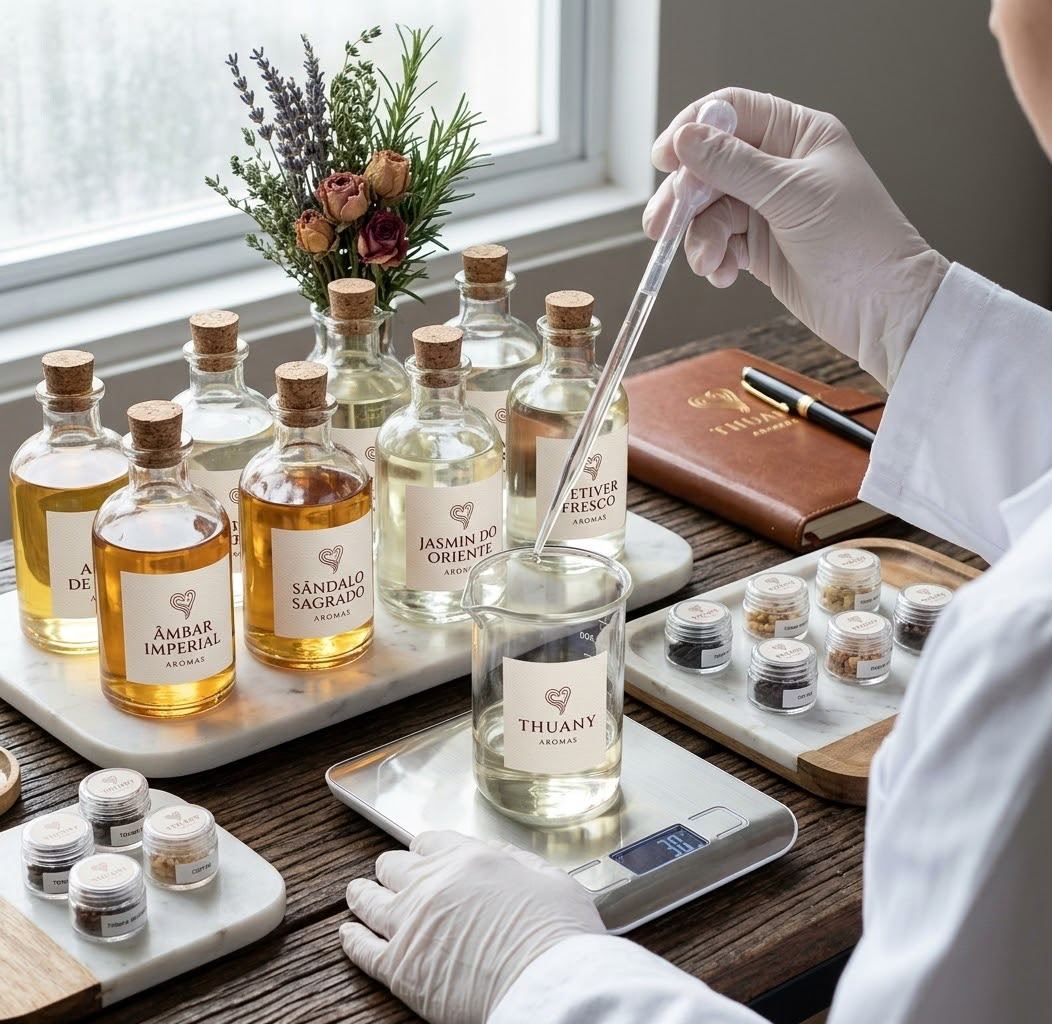 Composição autoral do aroma exclusivo Thuany