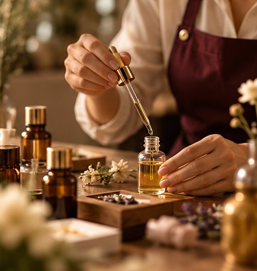 Composição artesanal dos aromas autorais Thuany