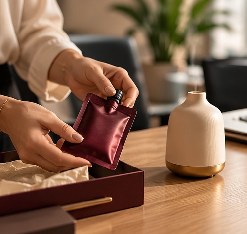 Refil de aroma sendo preparado para reposição